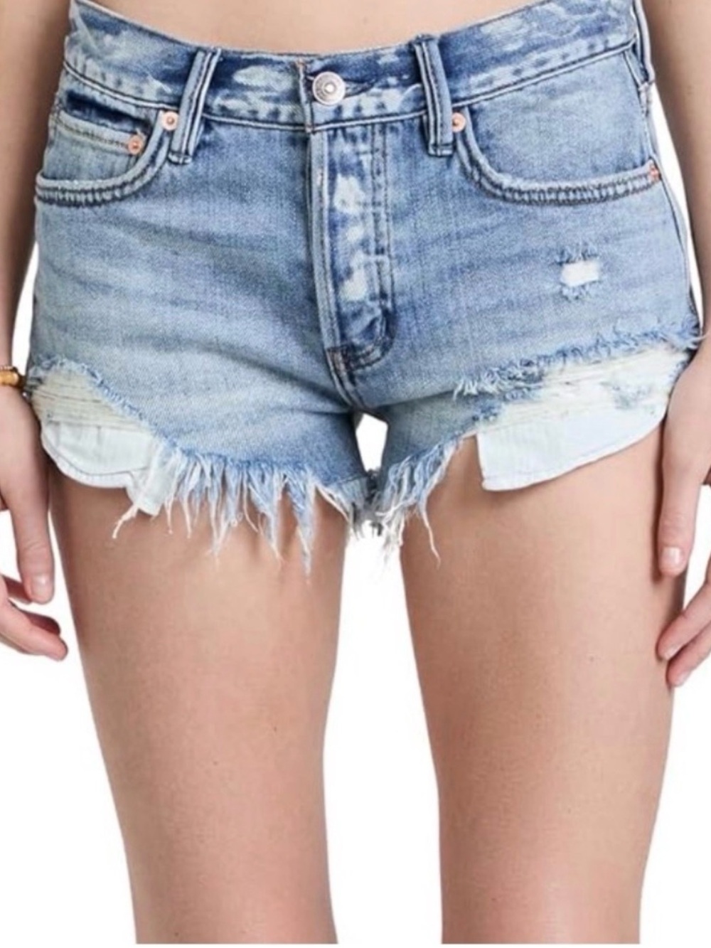 We The Free Light Blue Distressed Denim Cutoff Shorts